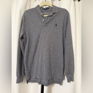 Ralph Lauren Long Sleeve Polo Shirt in Marbled Gray Size S